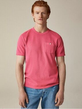 J. CREW Washed piqué pocket T-shirt in Plum Pink (PPI) Size L NWD $59.50 CJ722